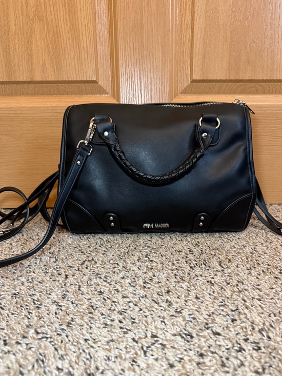 Steve Madden Handbags - Steve Madden Black Braided-Handle Satchel with Detachable Strap